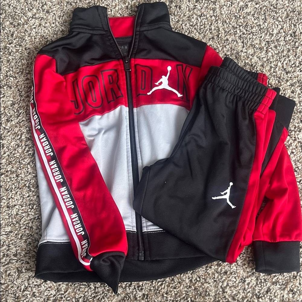 Jordan Red, Black, and Gray Athletic Set
